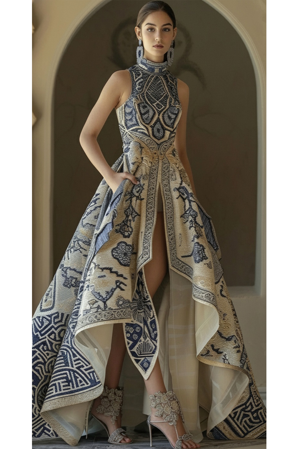 Men'S Formal Wear For Wedding Guest - Women's Geometric Print High Low Maxi