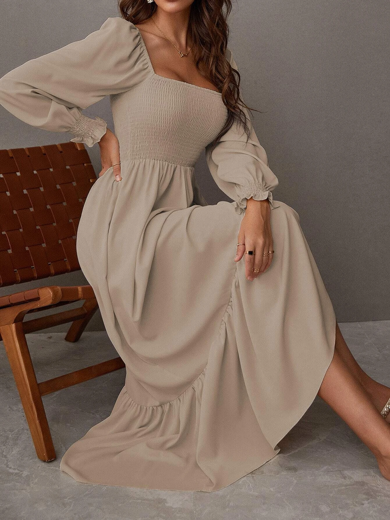 Men'S Formal Wear For Wedding Guest - Women's Ruched Ruffle Hem A Line