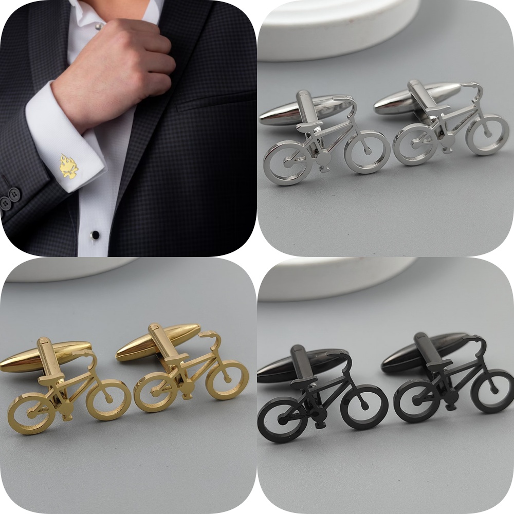 Dress Shirt French Cuff - Punk style hollow bicycle stainless steel