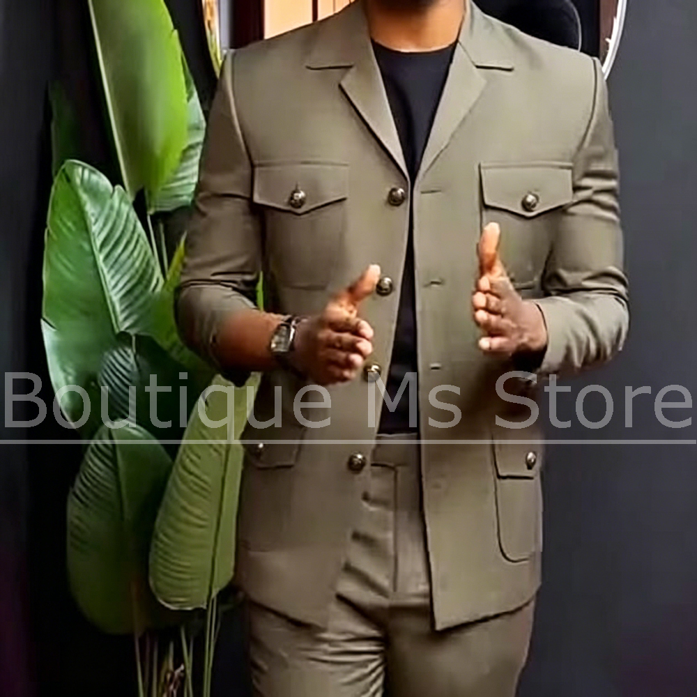 Men Formal Wear Outfits - Men Safari Suit Two Piece Set