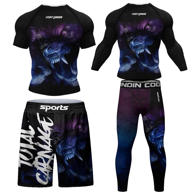 Men Formal Wear Outfits - New Men MMA T shirt+Pant Boxing