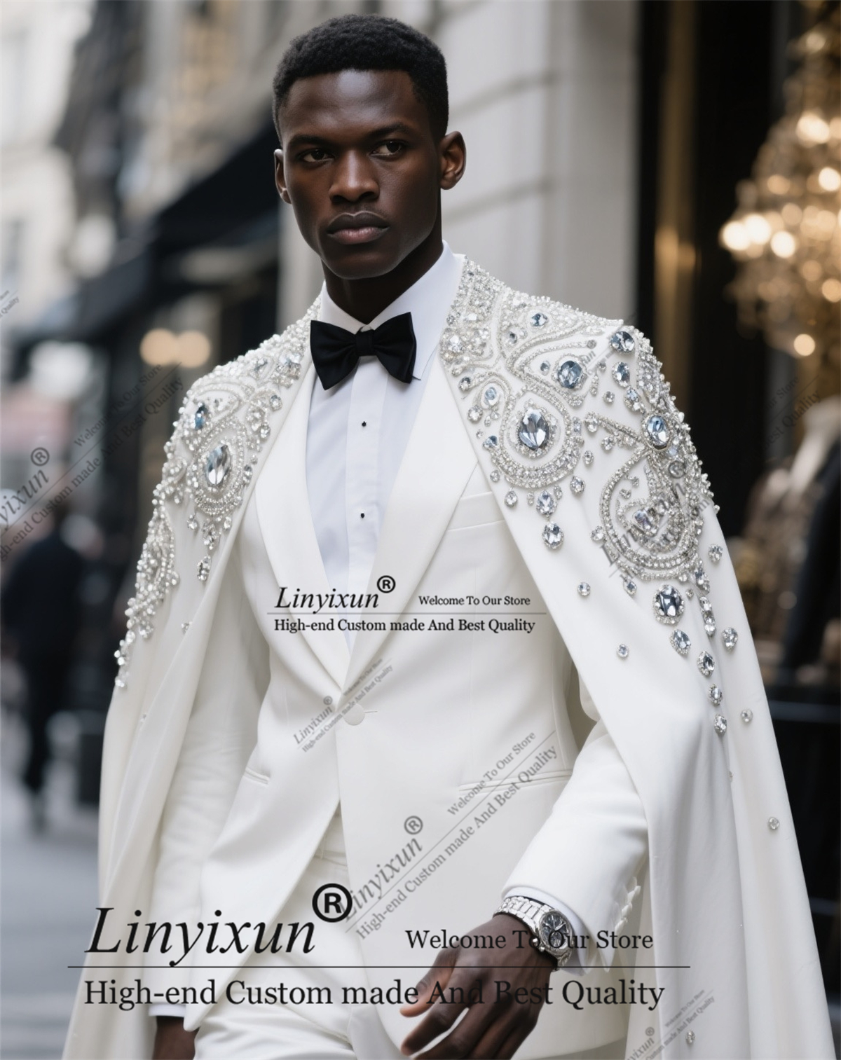 Men Formal Wear Fashion - High-end Fashion Diamond Men Suit Beaded