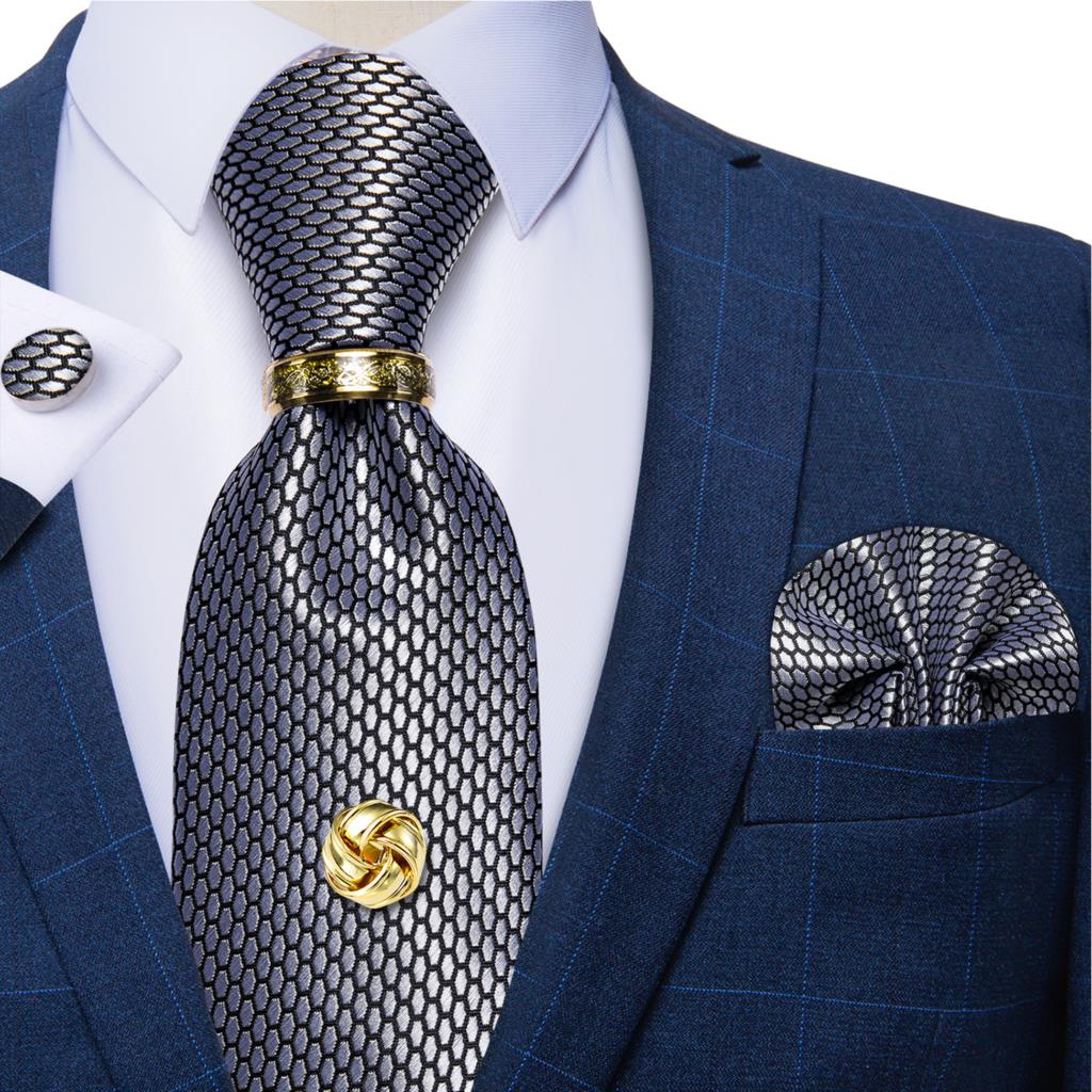 Silver Black Plaid Silk Ties F - Cufflinks Silver Set recensione e prezzo