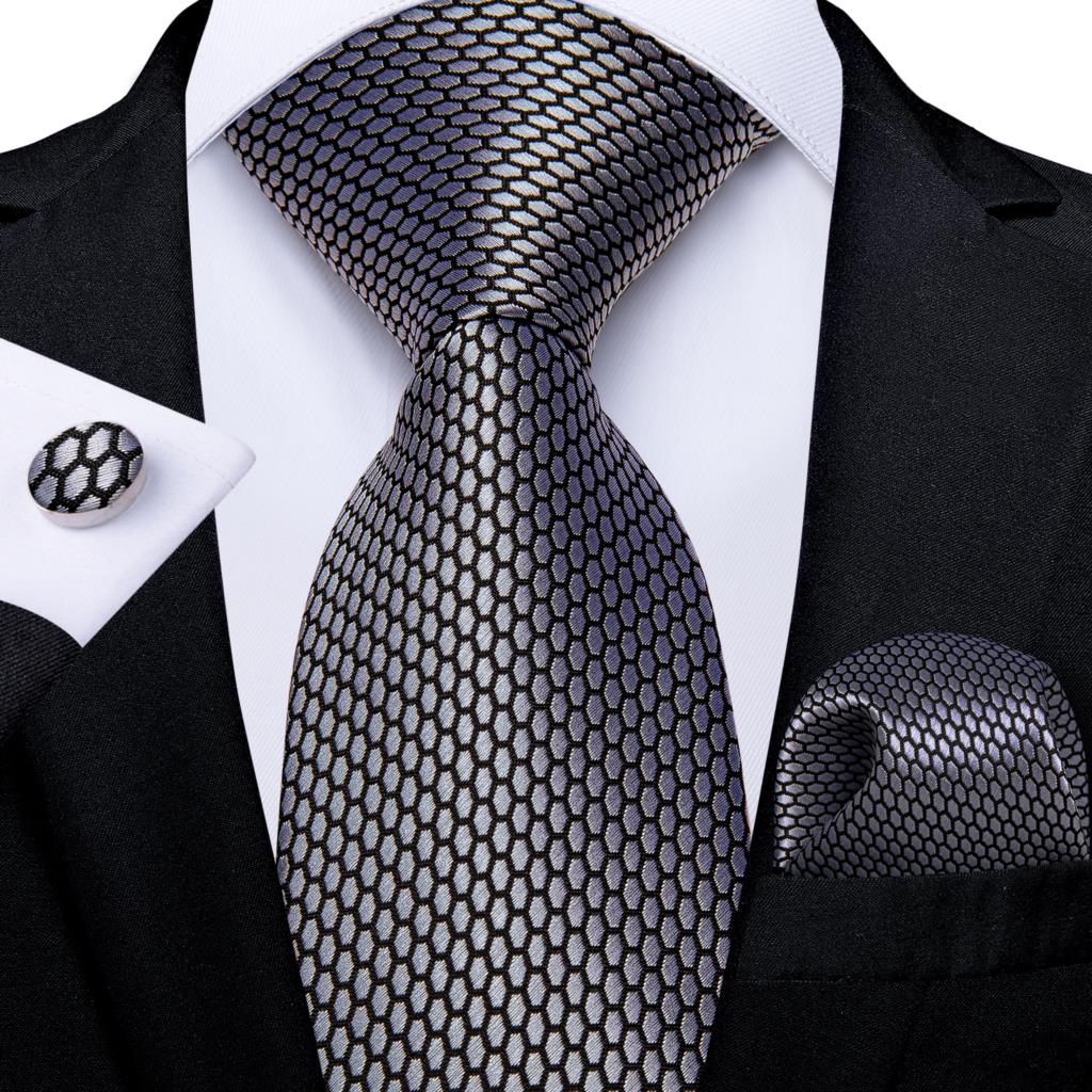 Silver Black Plaid Silk Ties F - Cufflinks Silver Set recensione e prezzo