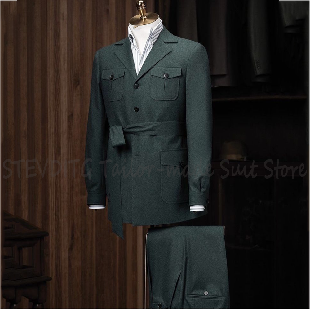 Safari Style Belted Men Suit 2 - Men Formal Wear Outfits recensione e prezzo