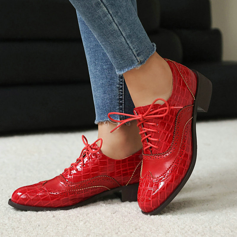 Women Stone Print Brogue Oxfor - Patent Leather Oxford recensione e prezzo