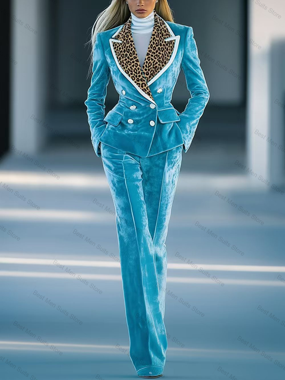 Blue Velvet Women Suit Set 2 P - Men'S Formal Wear For Wedding Guest recensione e prezzo