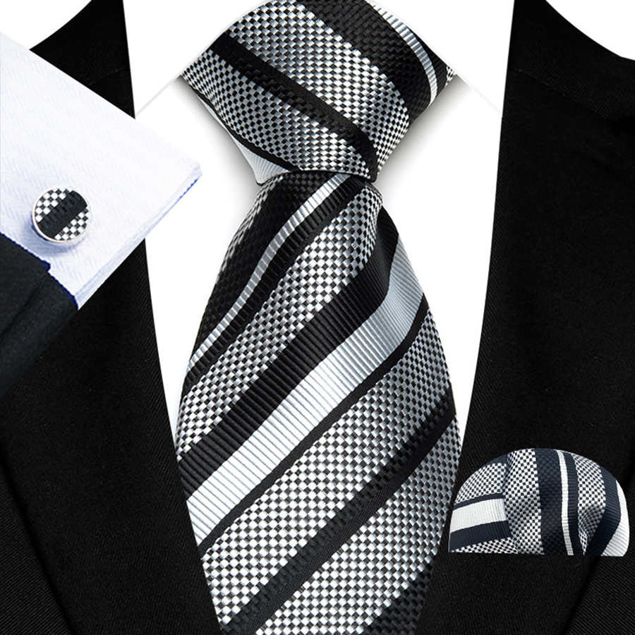 Luxury Silver Gray Men‘’s Tie  - Cufflinks Silver Set recensione e prezzo