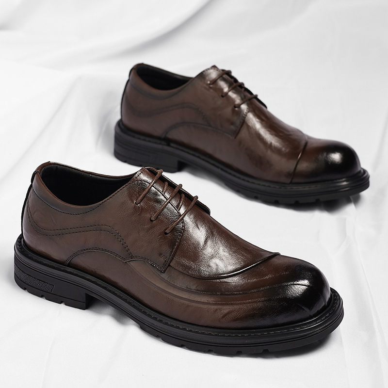 Brown Burnished Genuine Leathe - Men Formal Wear Fashion recensione e prezzo