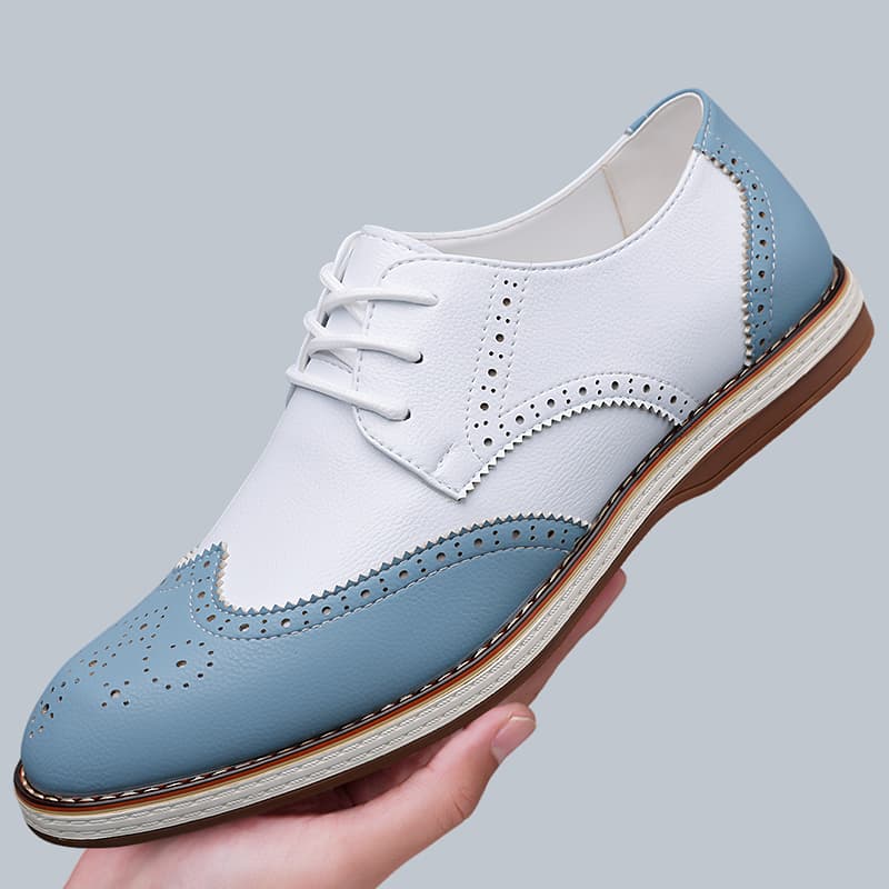 Mens White Blue Two Tone Brogu - Patent Leather Oxford recensione e prezzo