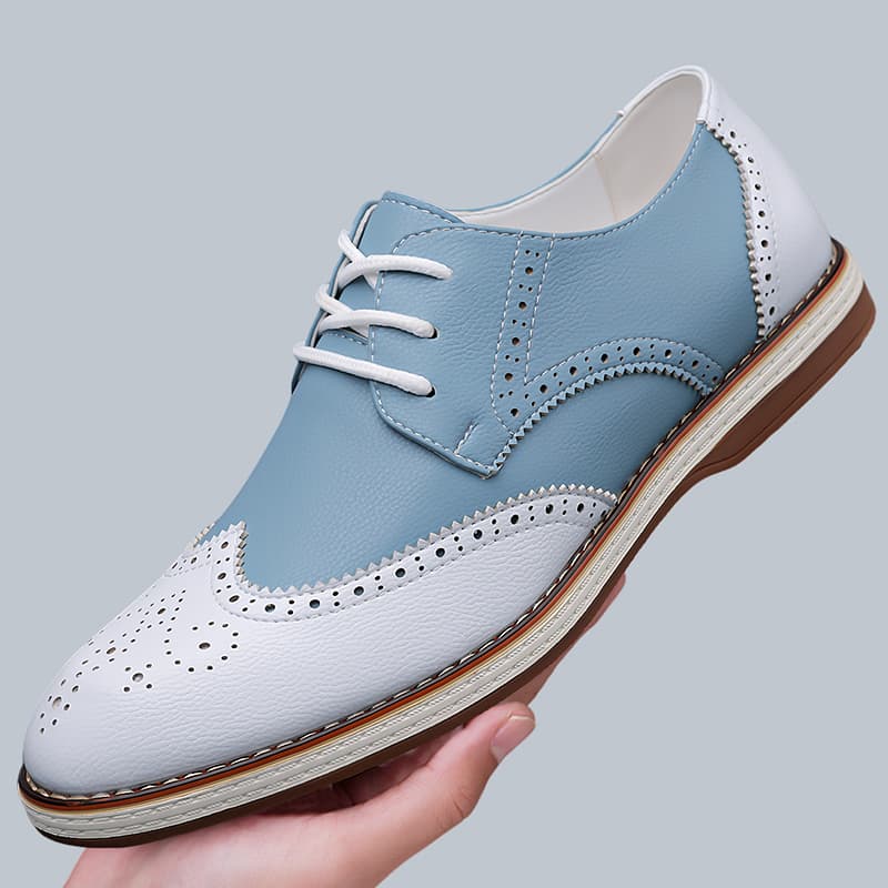 Mens White Blue Two Tone Brogu - Patent Leather Oxford recensione e prezzo
