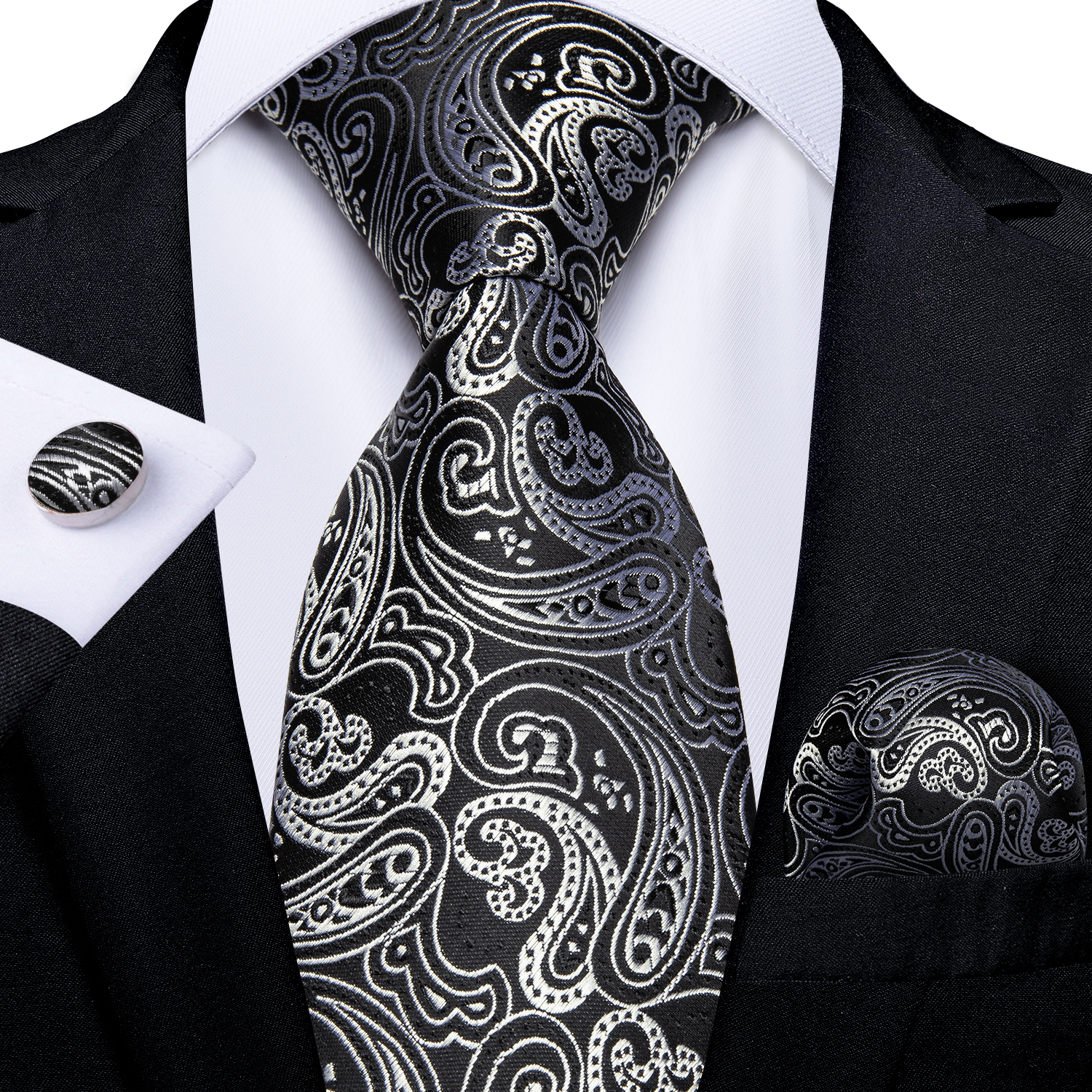 Black And Silver Paisley Flora - Cufflinks Silver Set recensione e prezzo