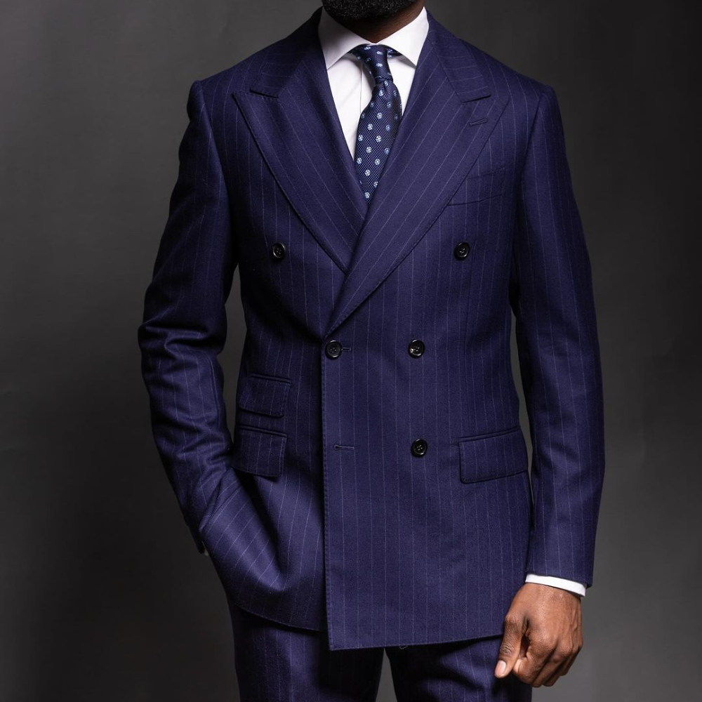 Navy Blue Pinstripe Men Suits  - Men Formal Wear Fashion recensione e prezzo