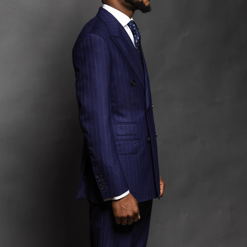 Navy Blue Pinstripe Men Suits  - Men Formal Wear Fashion recensione e prezzo