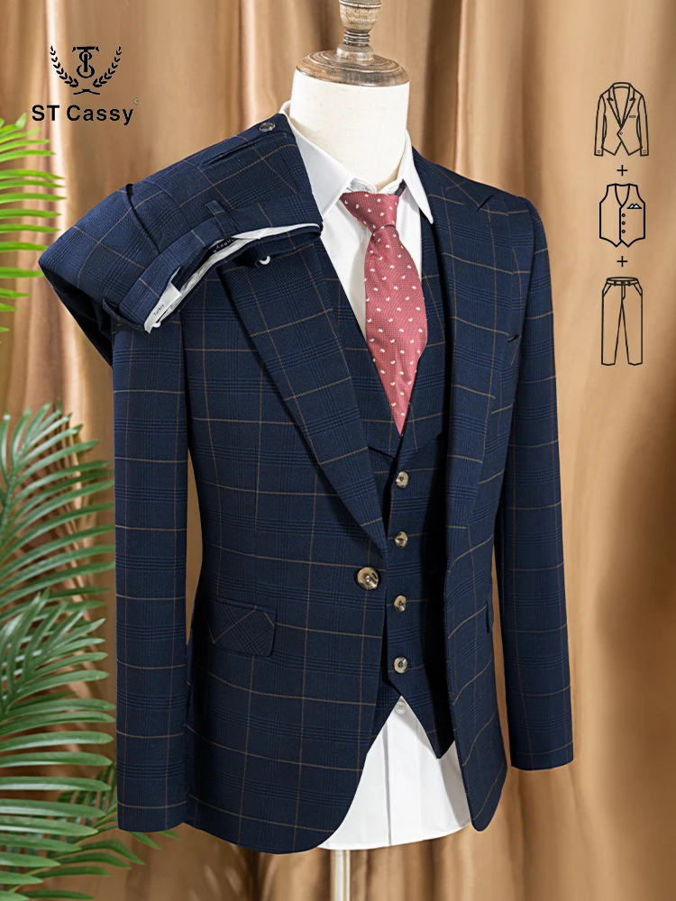 high quality 3 Piece Checkered - Men Formal Wear Outfits recensione e prezzo