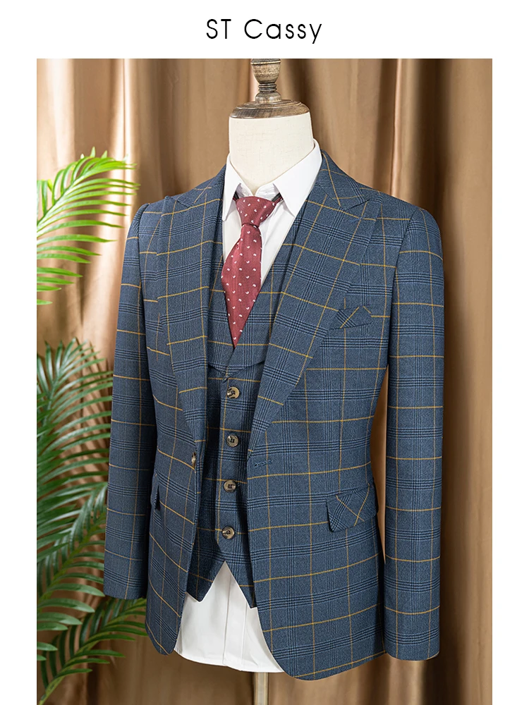 high quality 3 Piece Checkered - Men Formal Wear Outfits recensione e prezzo