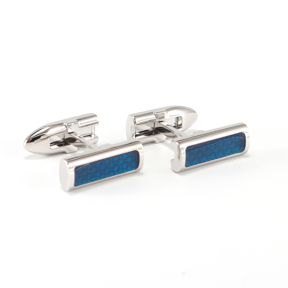 Geometric Hollow Blue Grid Ena - Cufflinks Silver Set recensione e prezzo