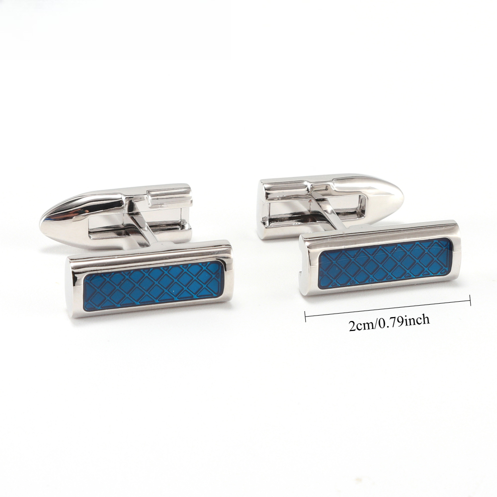 Geometric Hollow Blue Grid Ena - Cufflinks Silver Set recensione e prezzo