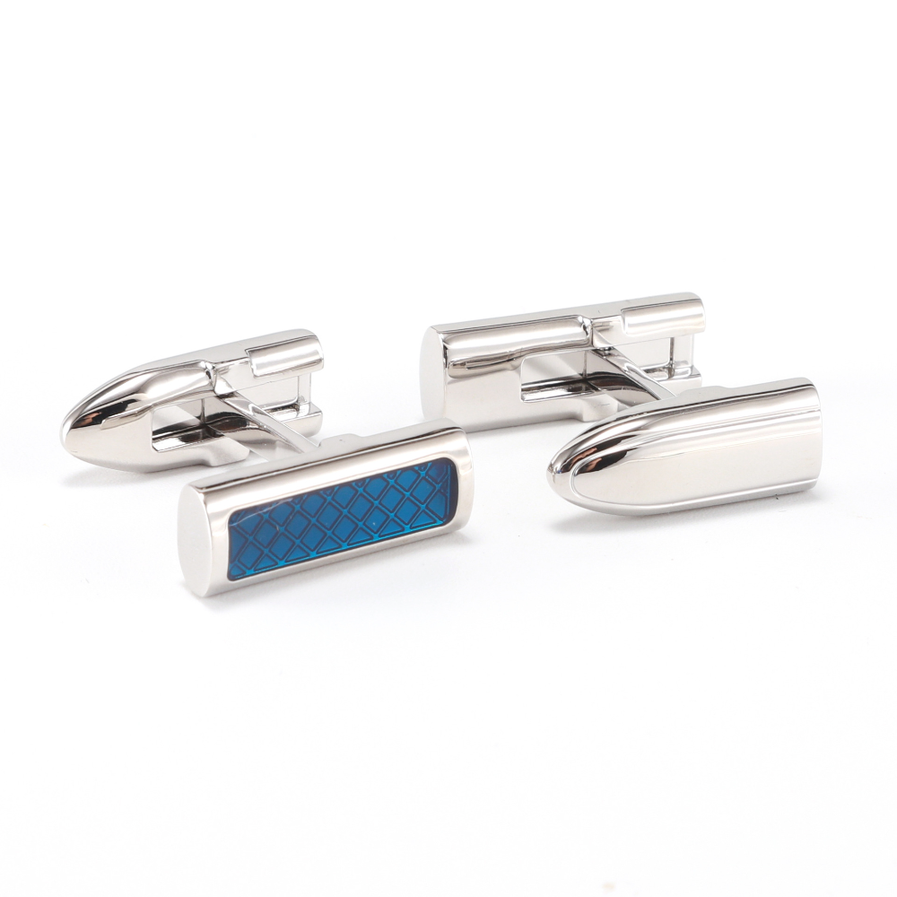 Geometric Hollow Blue Grid Ena - Cufflinks Silver Set recensione e prezzo