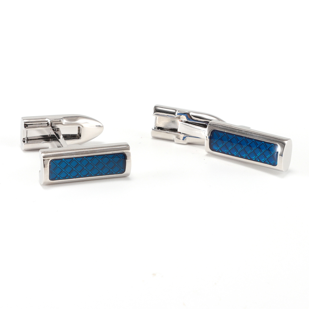 Geometric Hollow Blue Grid Ena - Cufflinks Silver Set recensione e prezzo