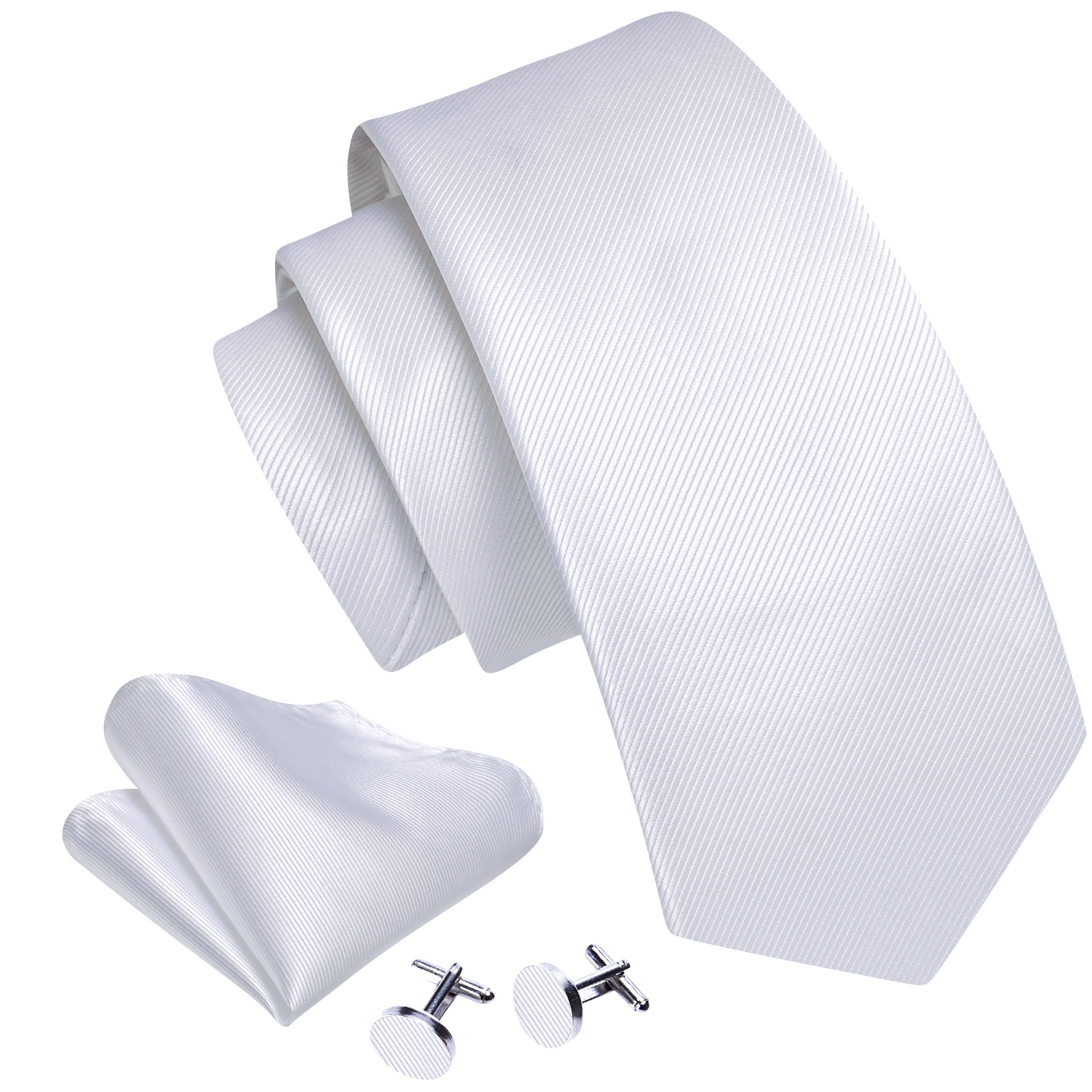 Silver White Men Tie Handkerch - Cufflinks Silver Set recensione e prezzo