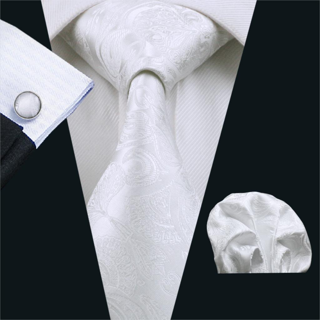 FA-393 Men's Tie White Paisley - Cufflinks Silver Set recensione e prezzo