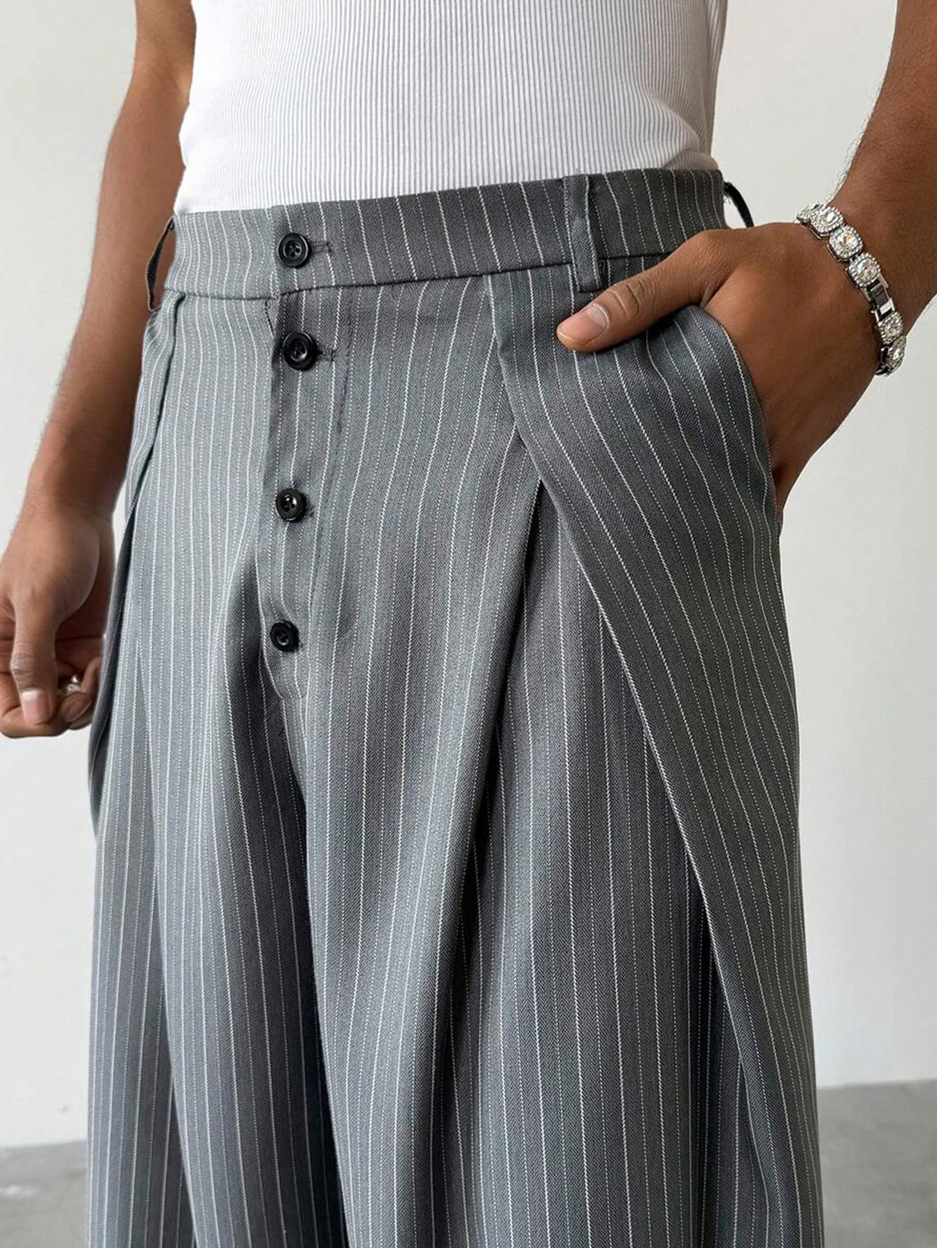 SS2026 Men Striped Woven Wide  - Men Formal Wear Outfits recensione e prezzo