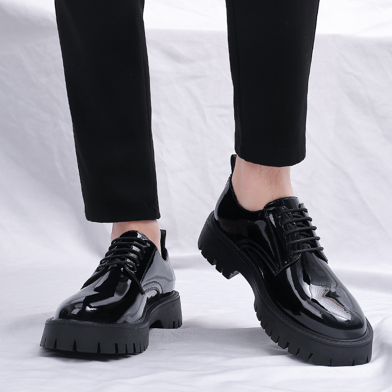 Mens Black Patent Leather Lace - Men Formal Wear All Black recensione e prezzo