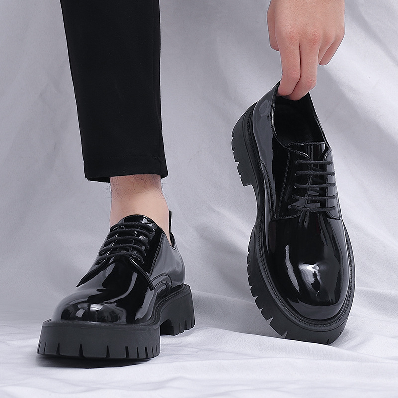 Mens Black Patent Leather Lace - Men Formal Wear All Black recensione e prezzo