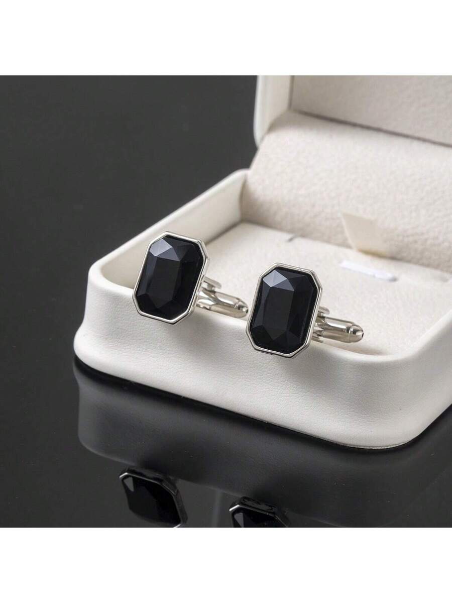 Stylish Octagonal Black Glass  - Men Formal Wear All Black recensione e prezzo