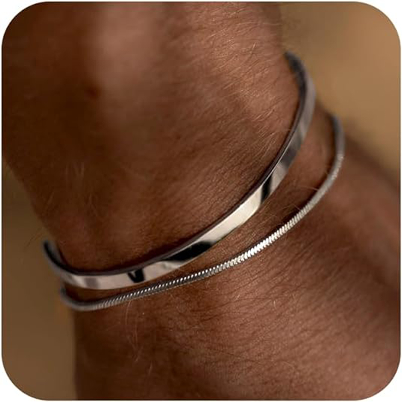 Stackable Bracelets for Men, 9 - Cufflinks Silver Set recensione e prezzo