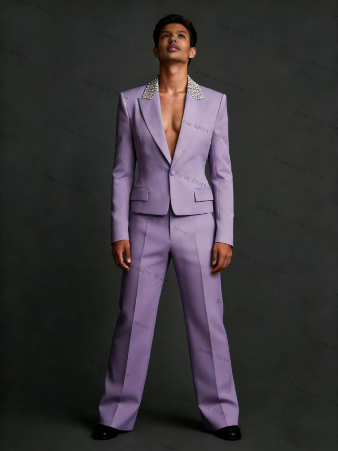 Crystals Men Suit Set 2 Pcs Bl - Men Formal Wear Purple recensione e prezzo