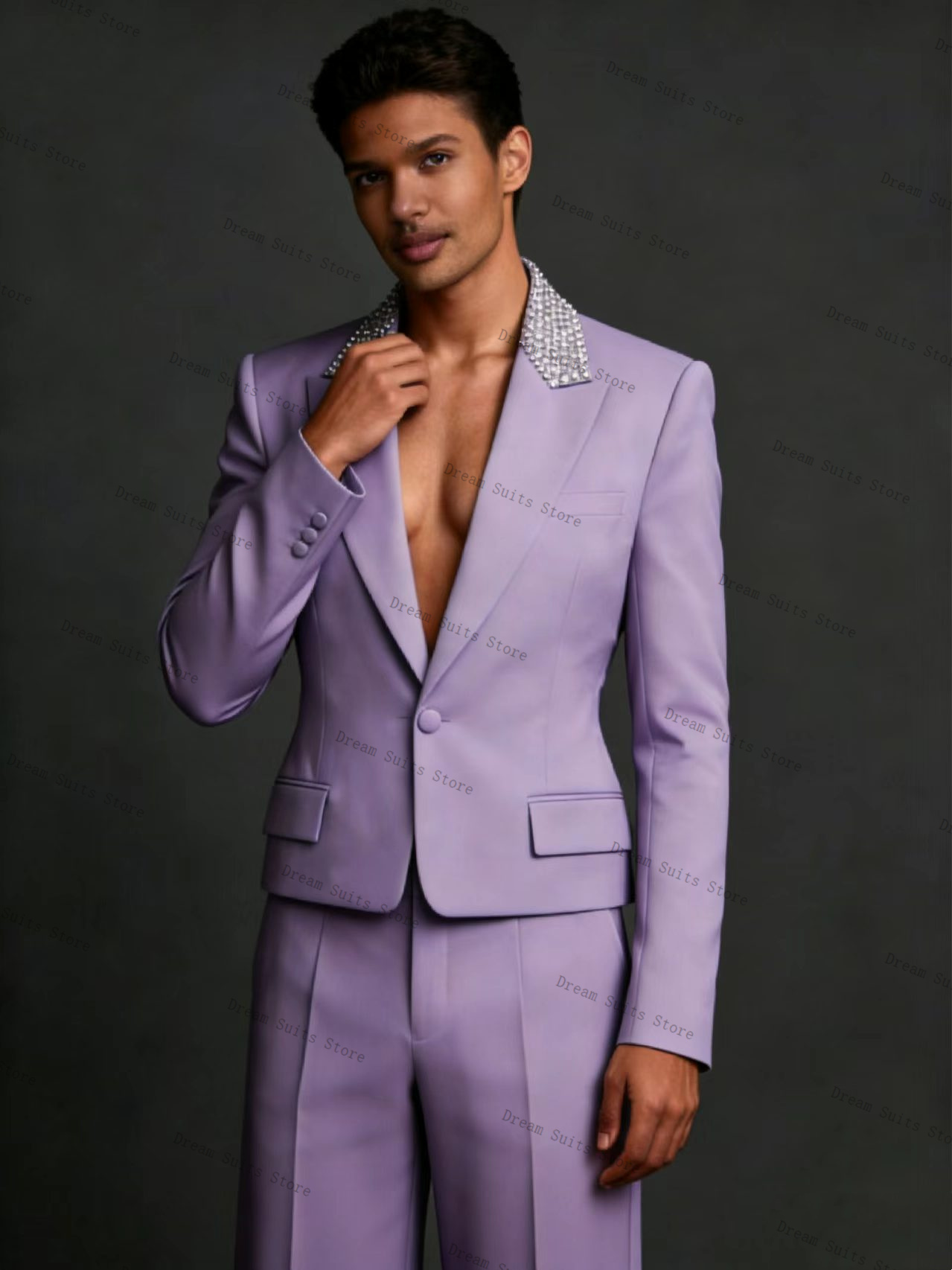 Crystals Men Suit Set 2 Pcs Bl - Men Formal Wear Purple recensione e prezzo