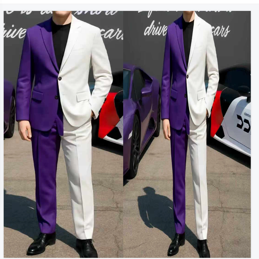 Purple White Men Suit Set 2 Pc - Men Formal Wear Purple recensione e prezzo