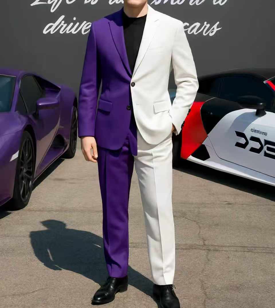 Purple White Men Suit Set 2 Pc - Men Formal Wear Purple recensione e prezzo